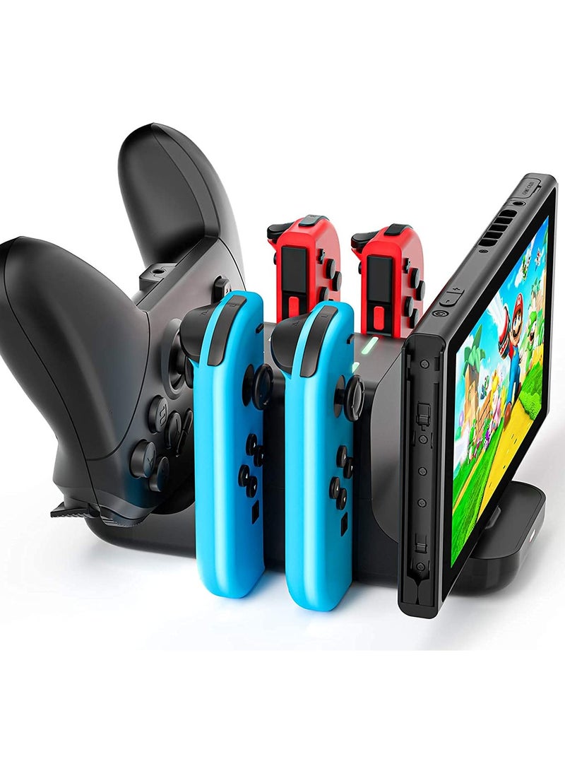 SOLARAE 6 in 1 Controller Charger for Nintendo Switch, Type-C USB 2.0 Switch Charging Dock Stand Station for Joy-Con & Controllers, Portable LED Display Charger Docking for Switch - Image 5