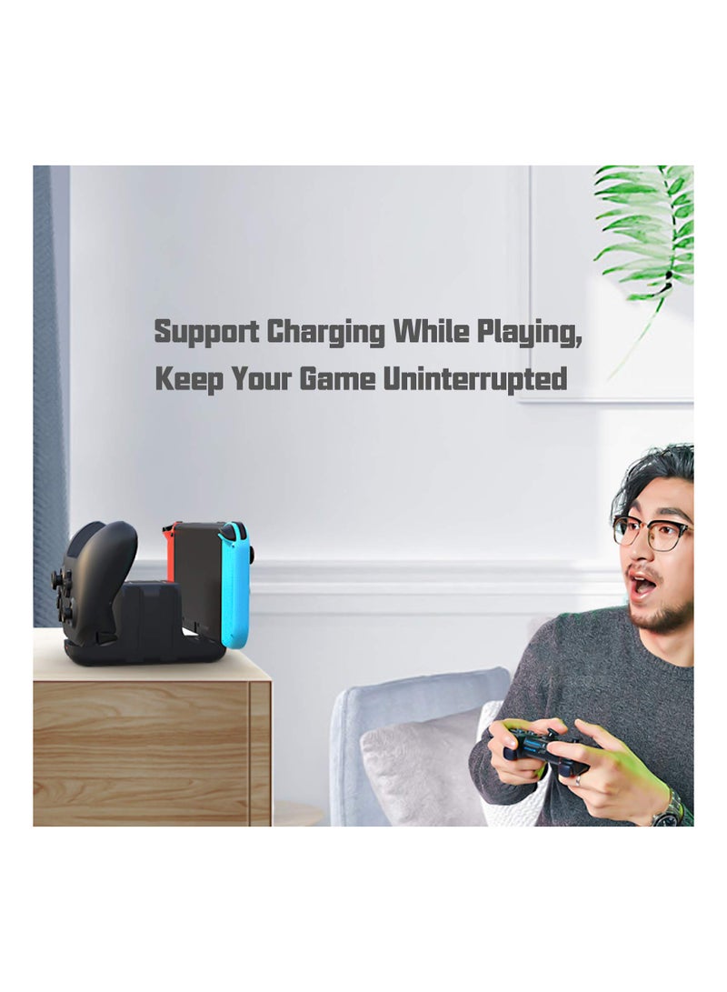 SOLARAE 6 in 1 Controller Charger for Nintendo Switch, Type-C USB 2.0 Switch Charging Dock Stand Station for Joy-Con & Controllers, Portable LED Display Charger Docking for Switch - Image 3