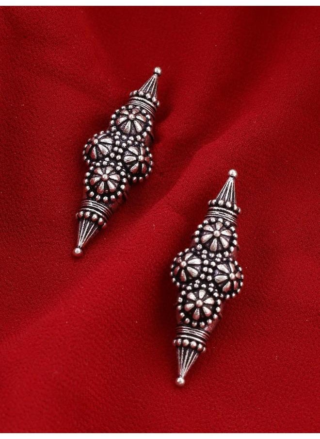 VOYLLA Nayantara Flower Motifs Embossed Stud Earrings  - Image 1