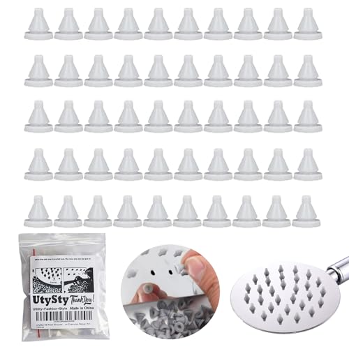 UtySty 50 Pack Rain Shower Head Nozzles Replacement Universal Shower Heads Nozzle Inserts Silicone Nibs Parts for High Pressure Showerhead Combo Rainfall Shower Head Handheld Spray Combo - Image 1