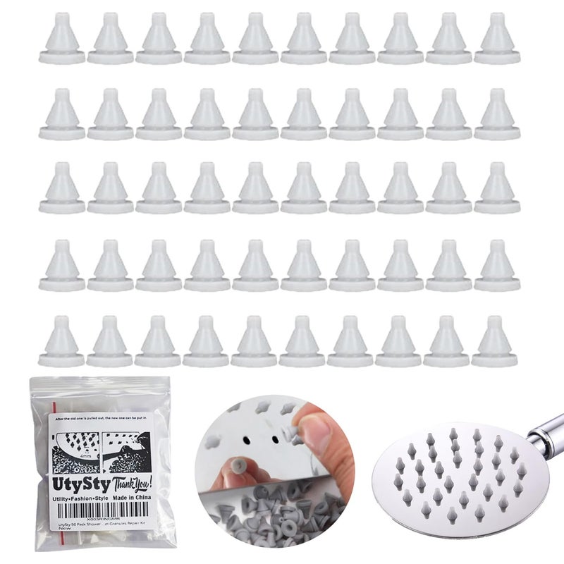 UtySty 50 Pack Rain Shower Head Nozzles Replacement Universal Shower Heads Nozzle Inserts Silicone Nibs Parts for High Pressure Showerhead Combo Rainfall Shower Head Handheld Spray Combo - Image 4