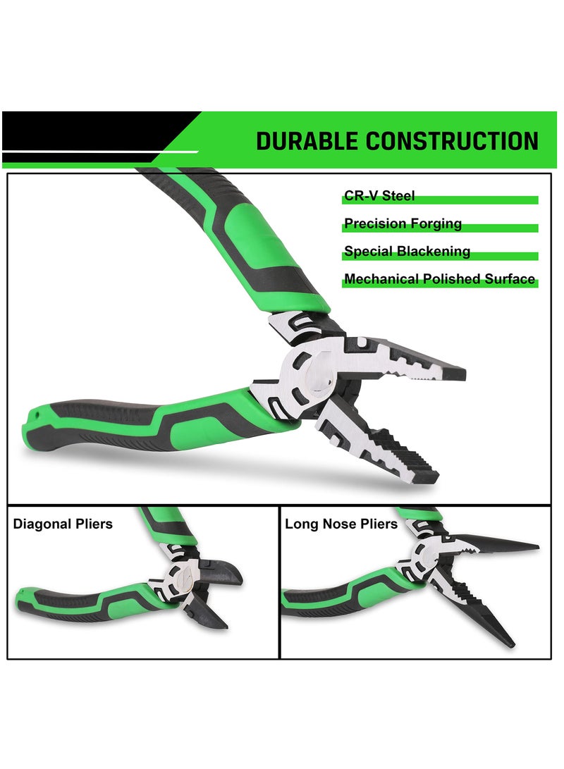 Pliers Set, Premium Cr-V Construction, Heavy-duty Pliers Tool Set, With 8 Inch Linesman pliers, 8 Inch Needle Nose pliers And 6 Inch Diagonal Cutting pliers For Basic Repair, 3 Pack  - Image 2