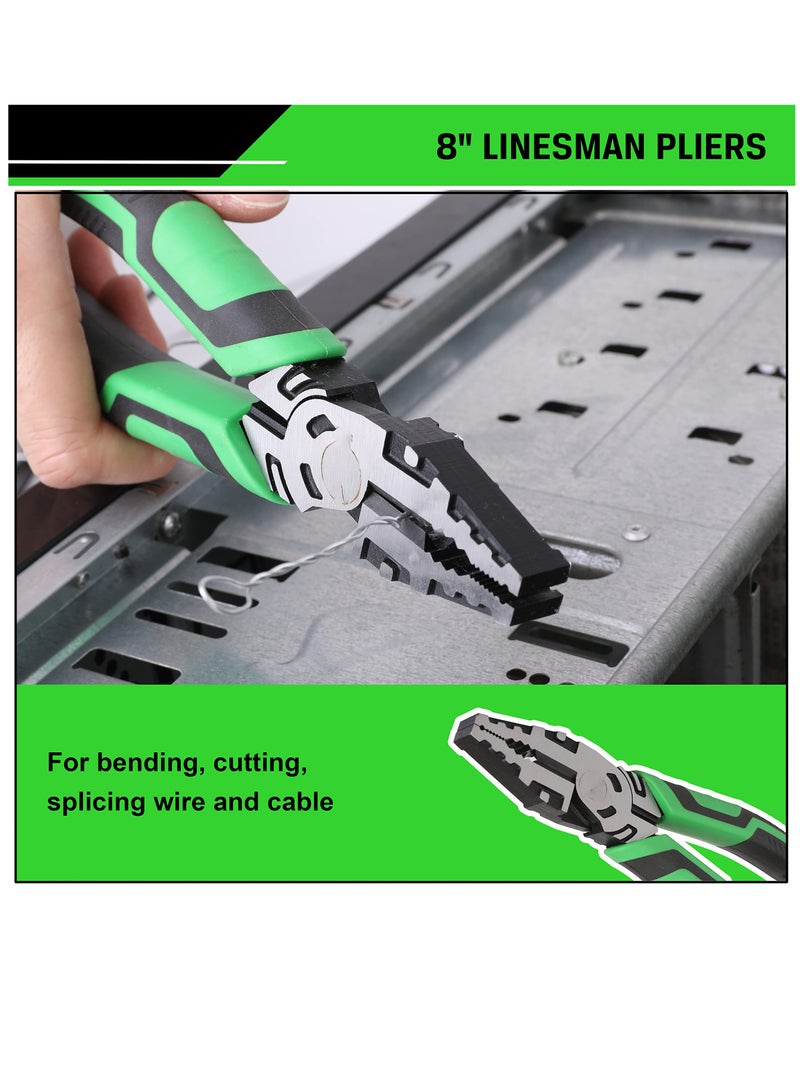 Pliers Set, Premium Cr-V Construction, Heavy-duty Pliers Tool Set, With 8 Inch Linesman pliers, 8 Inch Needle Nose pliers And 6 Inch Diagonal Cutting pliers For Basic Repair, 3 Pack  - Image 5