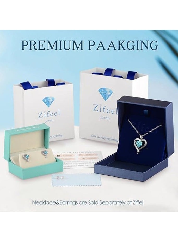 Zifeel Earrings for Women - S925 Sterling Silver Birthstone Heart Studs Earring for Girlfriend, Wife – Anniversary, Birthday ,Valentines Day, Mother’s Day, Gifts Jewellery for Women. - Image 5