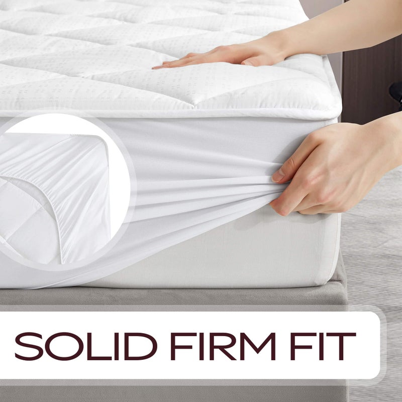 MAXI King Size Mattress Pad - Luxurious Cotton Sateen Mattress Protector - Soft, Comfortable, and Breatheable Mattress Cover - Mattress Pad Protects Mattress from Dust, Dirt, Spills, and Stains. - Image 5