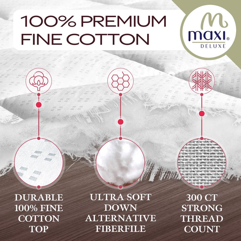 MAXI King Size Mattress Pad - Luxurious Cotton Sateen Mattress Protector - Soft, Comfortable, and Breatheable Mattress Cover - Mattress Pad Protects Mattress from Dust, Dirt, Spills, and Stains. - Image 2