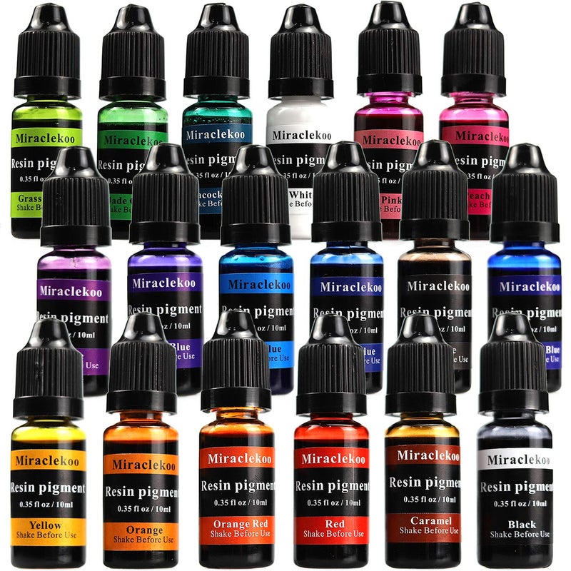 Miraclekoo 18 Colors Epoxy Resin Color Dye Colorant Liquid Epoxy Resin Pigment10ml EachTranslucent