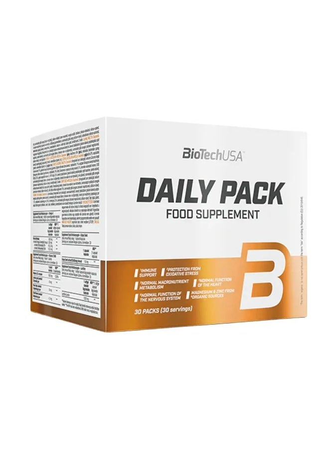 BioTechUSA Daily Pack Multivitamin and Mineral Food Supplement 30 Packs with Omega-3, Lecithin, Vitamins, Minerals and Plant Extracts for Active Adults - Image 1