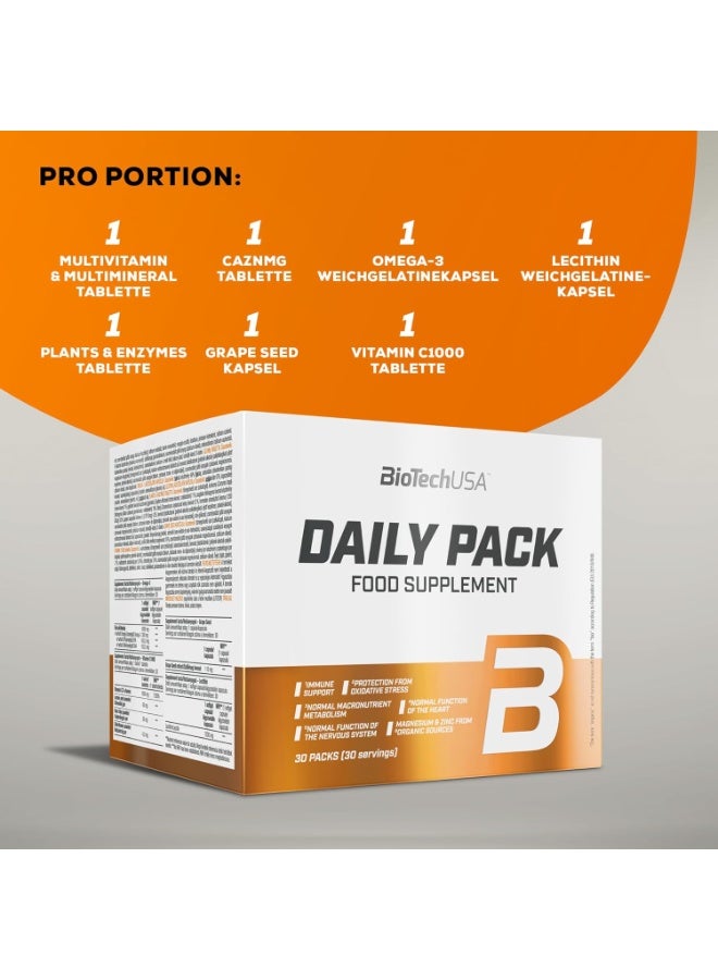 BioTechUSA Daily Pack Multivitamin and Mineral Food Supplement 30 Packs with Omega-3, Lecithin, Vitamins, Minerals and Plant Extracts for Active Adults - Image 3