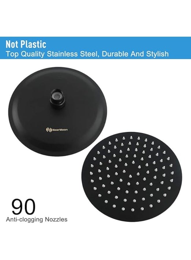 MIXDE Rain Shower Head, Ultra-Thin Design-Pressure Boosting, Awesome Some Experience, High Pressure High Flow Stainless Steel Rainfall Shower Head (8 Inch,Black)  - Image 3