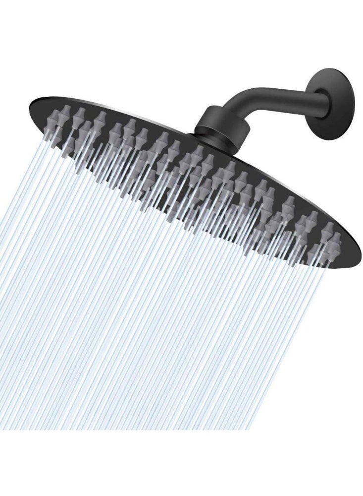 MIXDE Rain Shower Head, Ultra-Thin Design-Pressure Boosting, Awesome Some Experience, High Pressure High Flow Stainless Steel Rainfall Shower Head (8 Inch,Black)  - Image 1