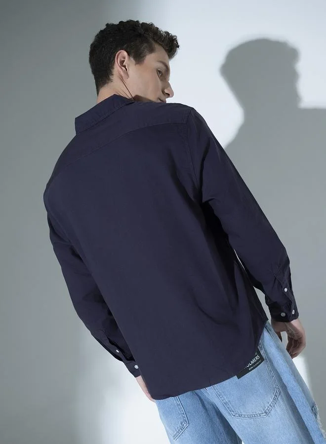 Hubberholme Purple Cotton Casual Shirt for Men, Everyday Comfort