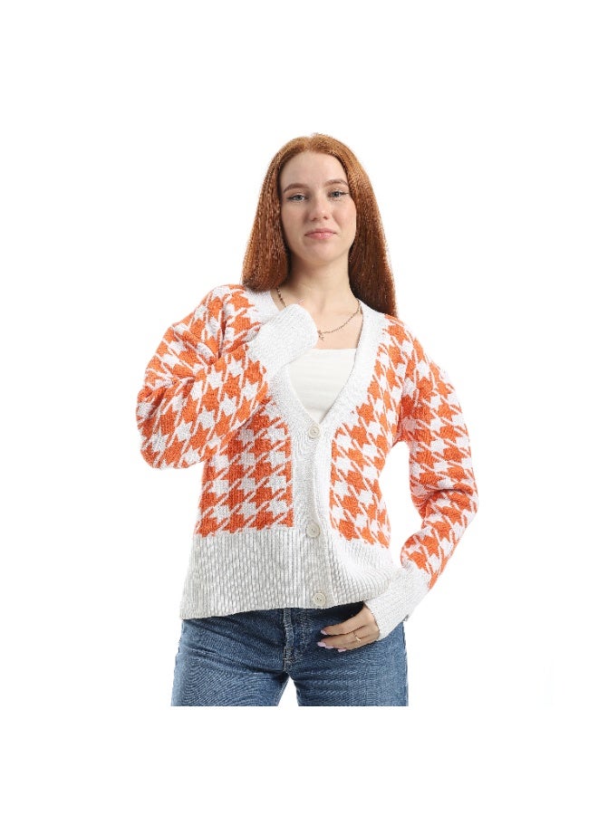 سيزار كارديجان حريمي صوف قصير بتصميم نجوم وزرارير من الأمام - Image 1