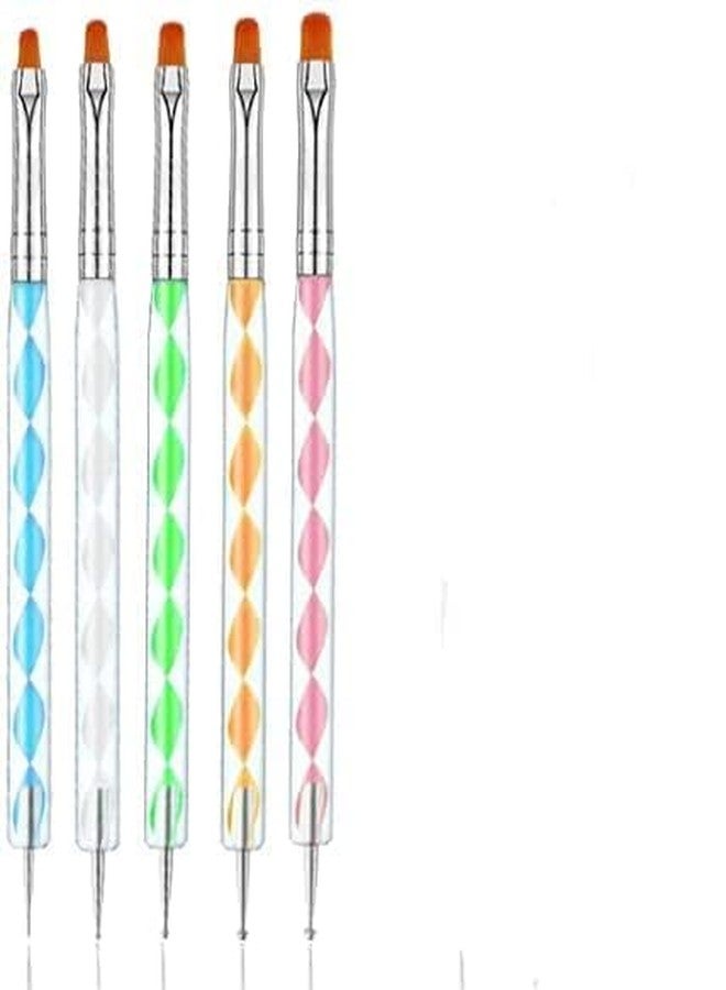 Ruby Face RUBYFACE Nail Art Brushes, 5 pcs Double Ended Nail Liner Brush Dotting Pen Point Drill Drawing Tools, nail Art Designs - Image 2