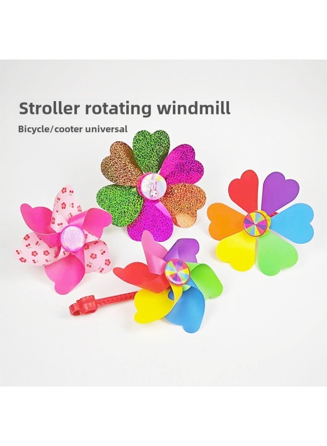 Colorful Children's Bicycle Windmill Balance Car Bell Decoration Mountain Bike Interactive Toy For Boys And Girls Under 14-Color:[Ribbon] Pink Purple White