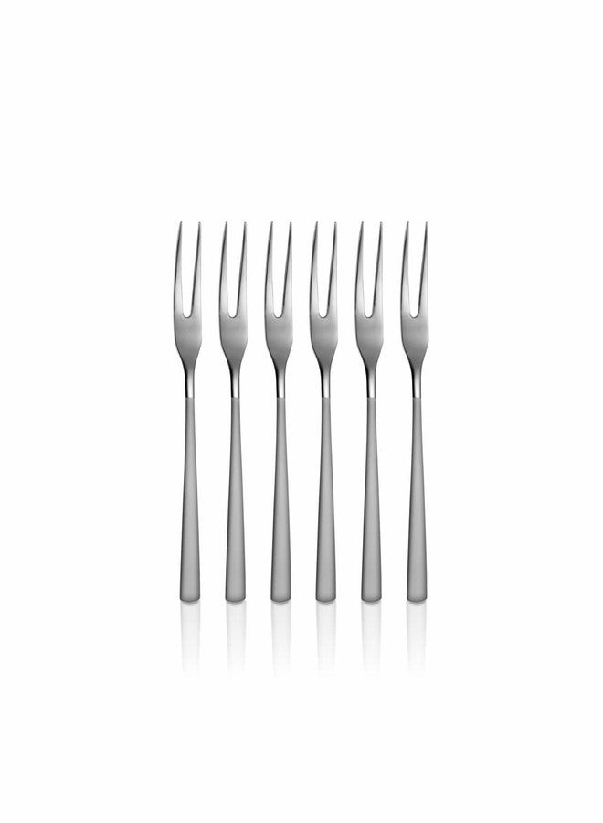 Adaamya® - 06 Pcs 5.5" Stainless Steel Heavy Quality Fruit Fork (Silver) for Hotels Restaurants Home Kitchen Travel Party - Image 1