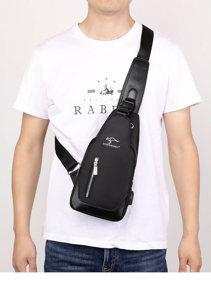 DubaiGallery New Sling Bag Travel Shoulder Bag Waterproof Sports Chest Bag Anti-theft Crossbody Bag for Men USB Charging bolso para hombre - Image 2