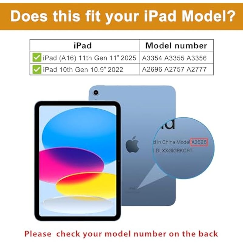 بروكيس حافظة للاطفال لجهاز ايباد A16 الجيل 11 2025/ايباد الجيل العاشر 2022 مع حامل قلم، حافظة ايباد 11/10 خفيفة الوزن مضادة للصدمات مع مقبض قابل للتحويل للاطفال - لون بينك - Image 2