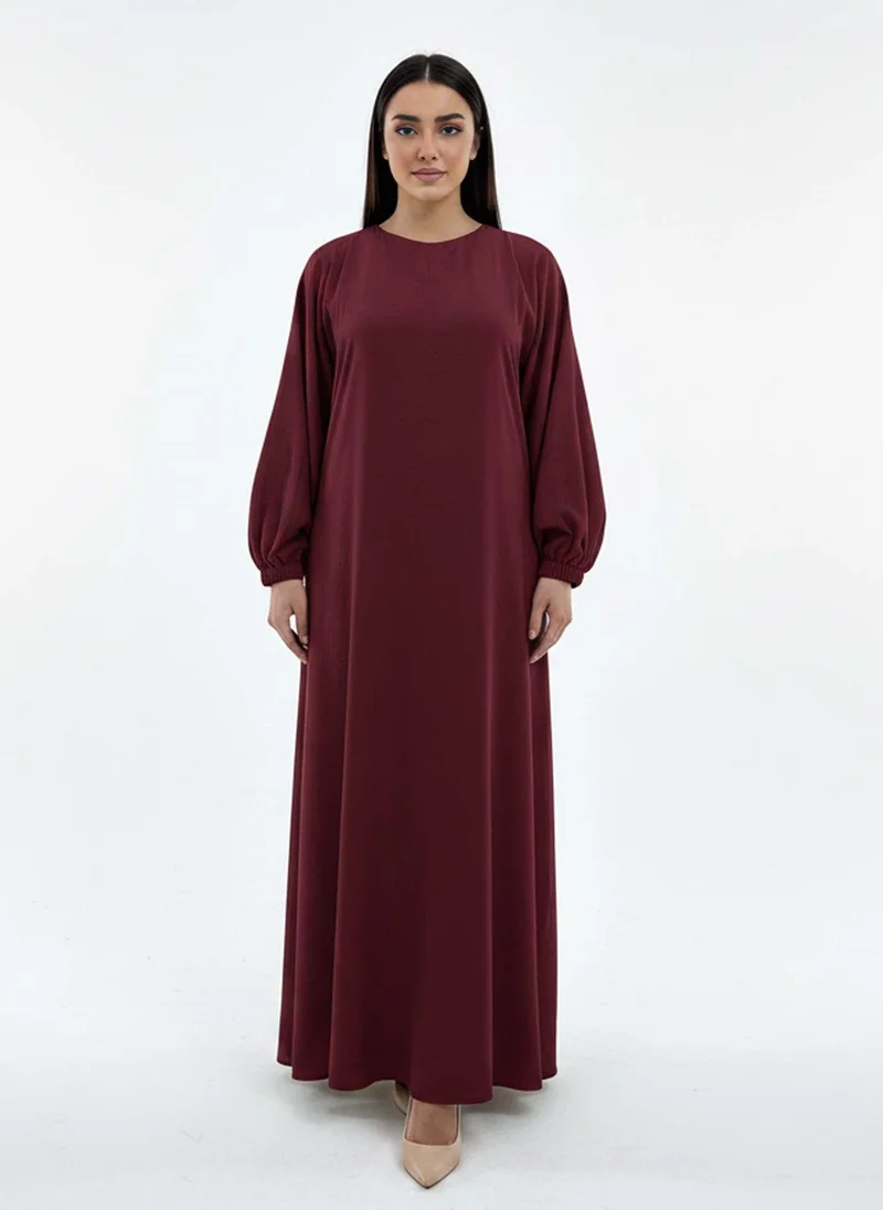 أم سكوير فاشن Lightweight Maroon Harir Maqsood Prayer Abaya