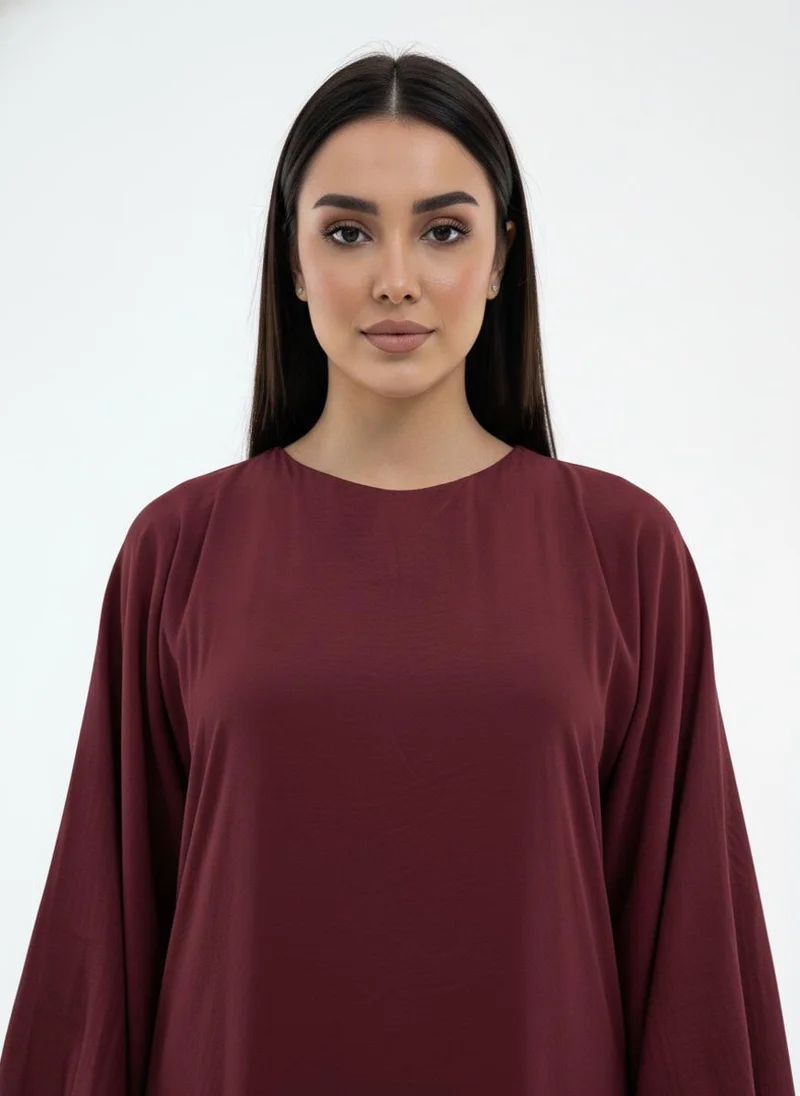 أم سكوير فاشن Lightweight Maroon Harir Maqsood Prayer Abaya