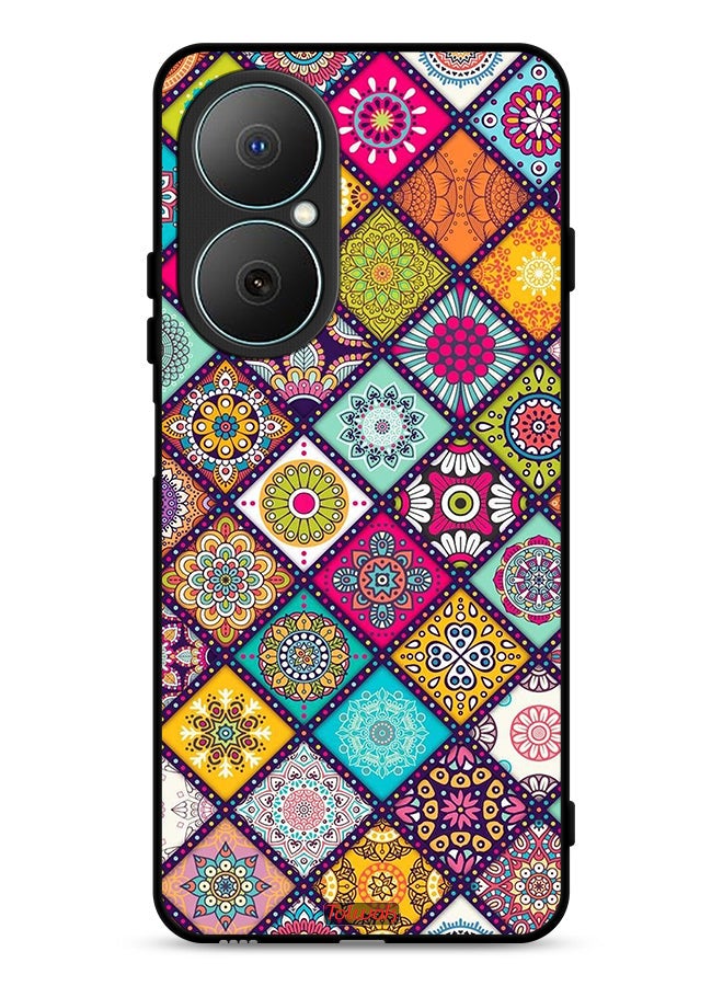 Tolwak Huawei Nova Y73 Protective Case Cover Mandala Squares Pattern