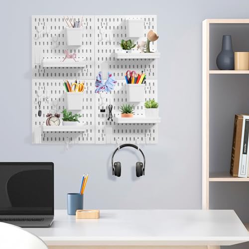 Dualshine Premium Pegboard Combination Kit White Pegboard Wall Organizer with 4 Small Plastic Panels and 38 Accessories Ideal for Craft Room Bathroom Nursery Storage and Office 2222 - Image 3