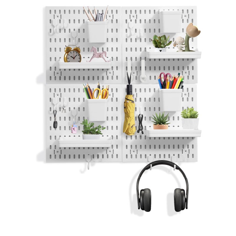 Dualshine Premium Pegboard Combination Kit White Pegboard Wall Organizer with 4 Small Plastic Panels and 38 Accessories Ideal for Craft Room Bathroom Nursery Storage and Office 2222 - Image 2