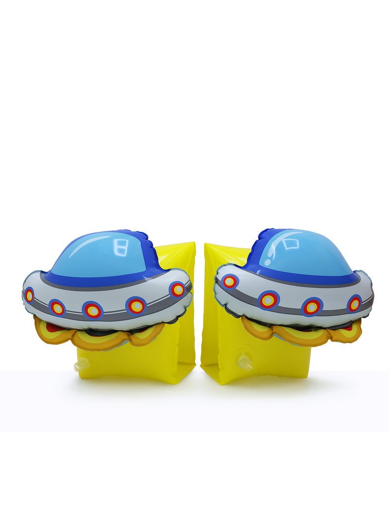 FLOBO Kids Inflatable Arm Bands Spaceship Style Floaties for Swimming Cute Design Leak Proof Safety Float Lightweight Armband for Toddlers and Children Age 3 to 6 Years  - Image 1