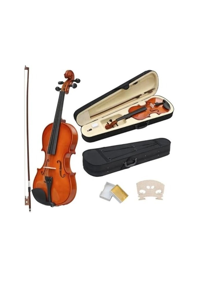 Megarya كمان هندي مصنوع يدويًا من خشب القيقب 4/4 كمان صوتي بالحجم الكامل مع قوس وراتنج وحقيبة صلبة للأداة للمبتدئين والأطفال مع حقيبة صلبة وقوس وراتنج لون: ماهوجني - Image 1