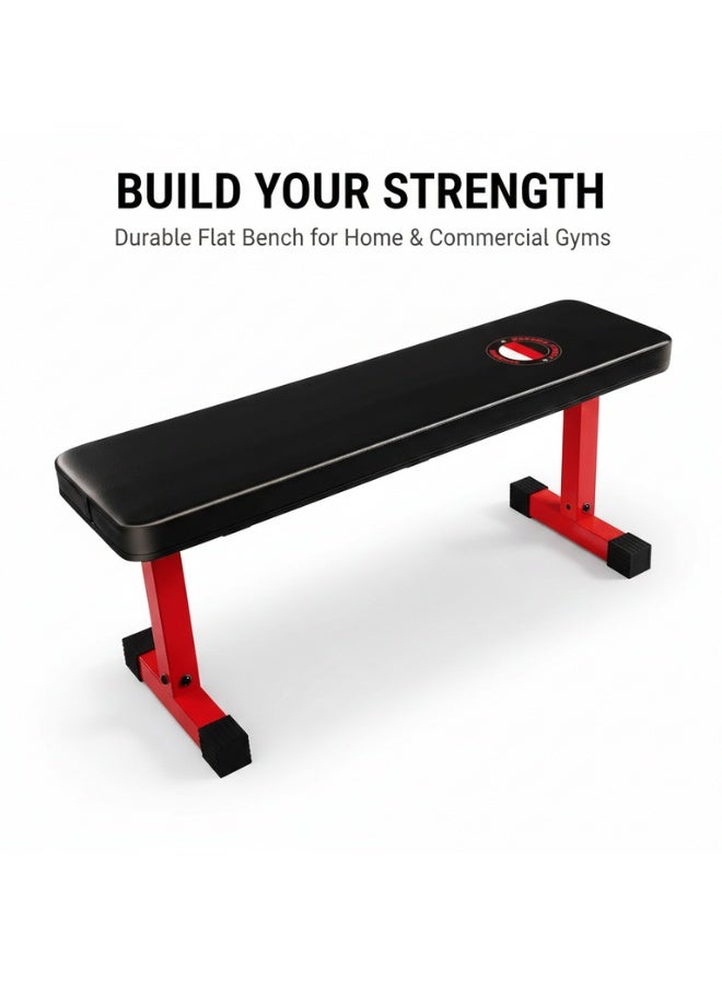 Marshal Fitness Flat Exercise Bench – Heavy-Duty Workout Bench with Foam PU Seat, Non-Slip Grips, Stable Design for Home Gym Training - Image 4
