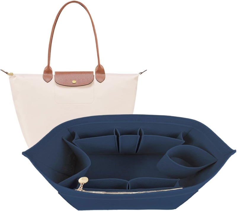 Lckaey Felt Organizer Insert for Longchamp Le Pliage Handbag Women Purse organizer 1012-25Dk blue-M - Image 1