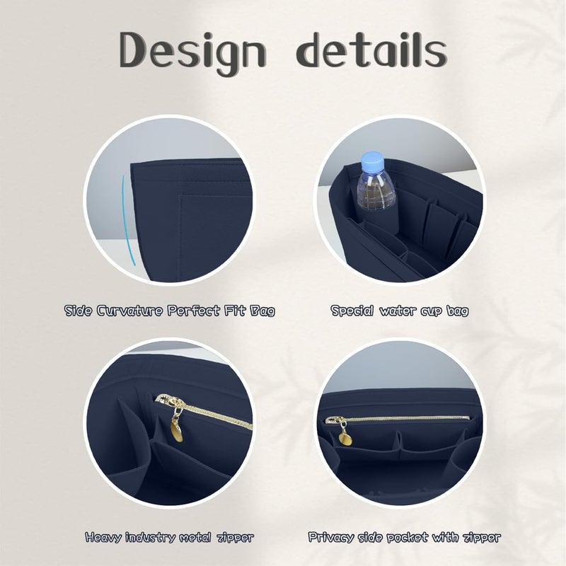 Lckaey Felt Organizer Insert for Longchamp Le Pliage Handbag Women Purse organizer 1012-25Dk blue-M - Image 4