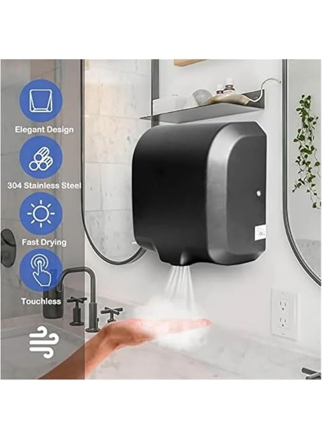 Hand Dryer, Stainless Steel Commercial Hand Dryer, 1800w Automatic High Speed Heavy Duty Dull Polished Reduce Paper Consumption(Baking Paint White) - Image 2