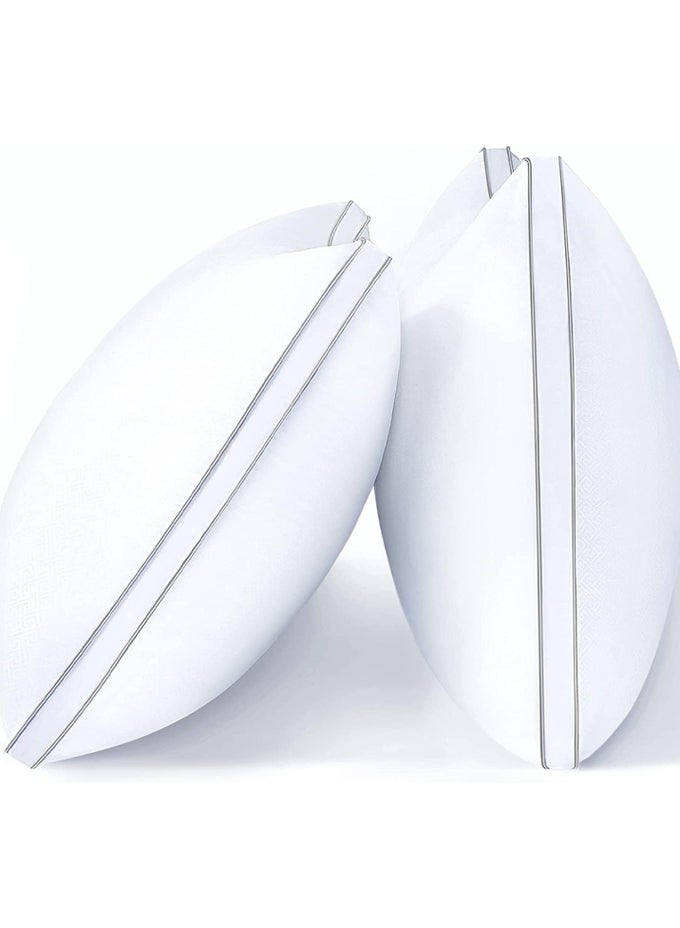 2-PIECE PILLOW SET PREMIUM QUALITY, QUEEN SIZE 20X30 INCHES, WHITE, SOFT & SUPPORTIVE FOR BACK AND SIDE SLEEPERS