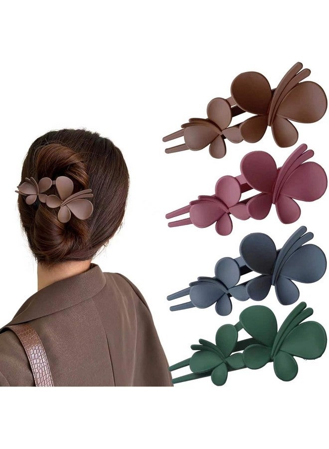 Bakefy-4 pcs Flower Hair Clips for Women, Claw Clips for Hair Claw Clip for Thin Thick Hair Flower Alligator Clips for Women Non slip Duck Billed Hair Clips for Styling Curly Hair Accessories - Image 1