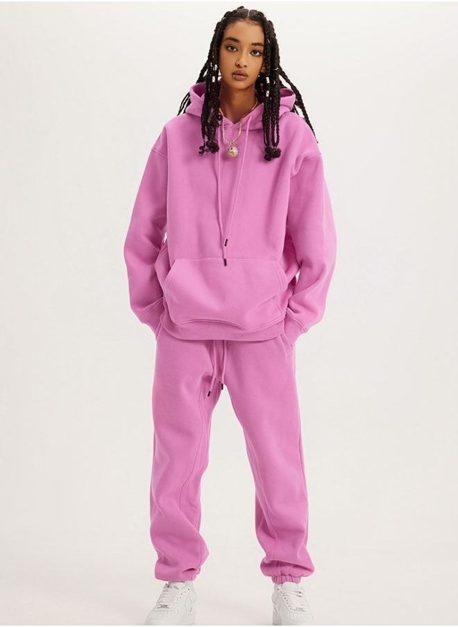 Mei Stylish Unisex Plain Relaxed Fit Pullover Hoodie with Kangaroo Pockets  - Image 2
