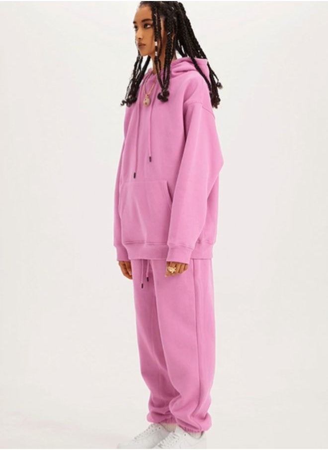 Mei Stylish Unisex Plain Relaxed Fit Pullover Hoodie with Kangaroo Pockets  - Image 3