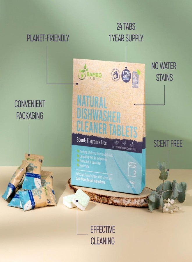 BAMBOEARTH Natural Dishwasher Machine Cleaner Tablets - Plant Based Alternative Refill Dishwashing Detergent Tabs - Eco-Friendly And Plastic Free Way For Clean Dishwasher - 24 Pack Refills Dish Washer Soap Pods - Image 2