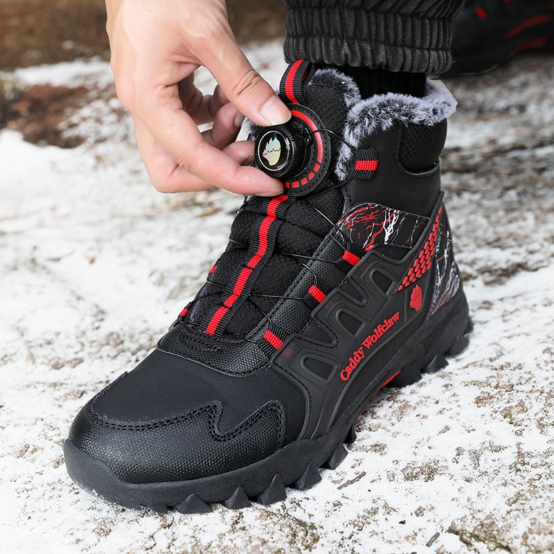 High-Top Shoes Men'S Fleece-Lined Thickened Snow Boots Teenagers Big Cotton Shoes Big Children - Image 3