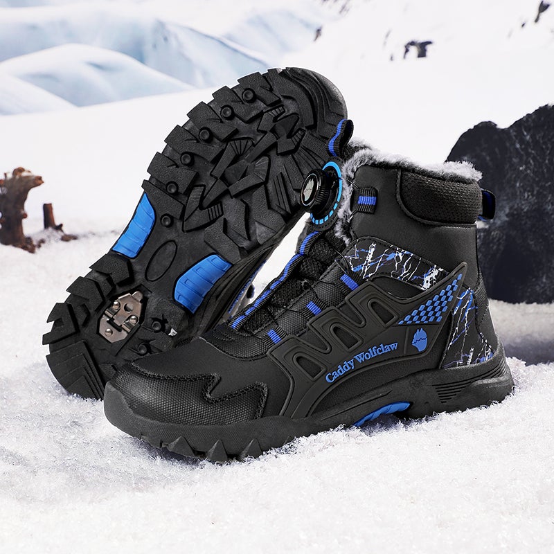 High-Top Shoes Men'S Fleece-Lined Thickened Snow Boots Teenagers Big Cotton Shoes Big Children - Image 5