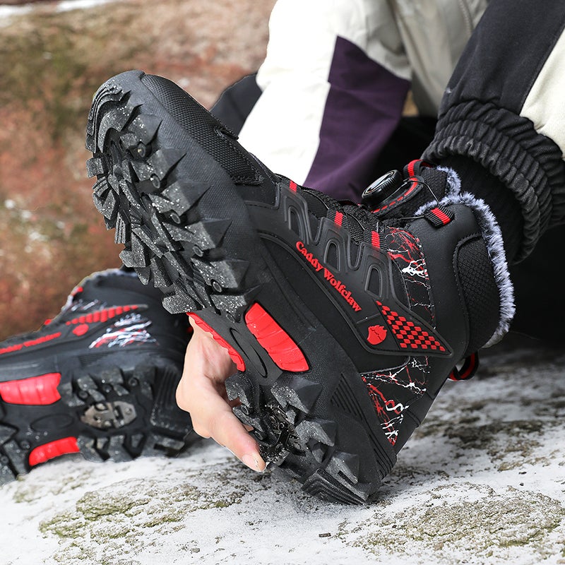 High-Top Shoes Men'S Fleece-Lined Thickened Snow Boots Teenagers Big Cotton Shoes Big Children - Image 2