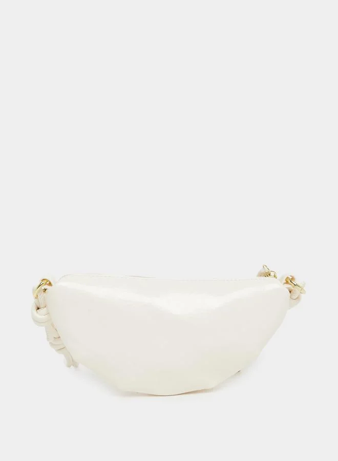 ستايلي Styli Embellished Metal Shoulder Bag with Zip Closure