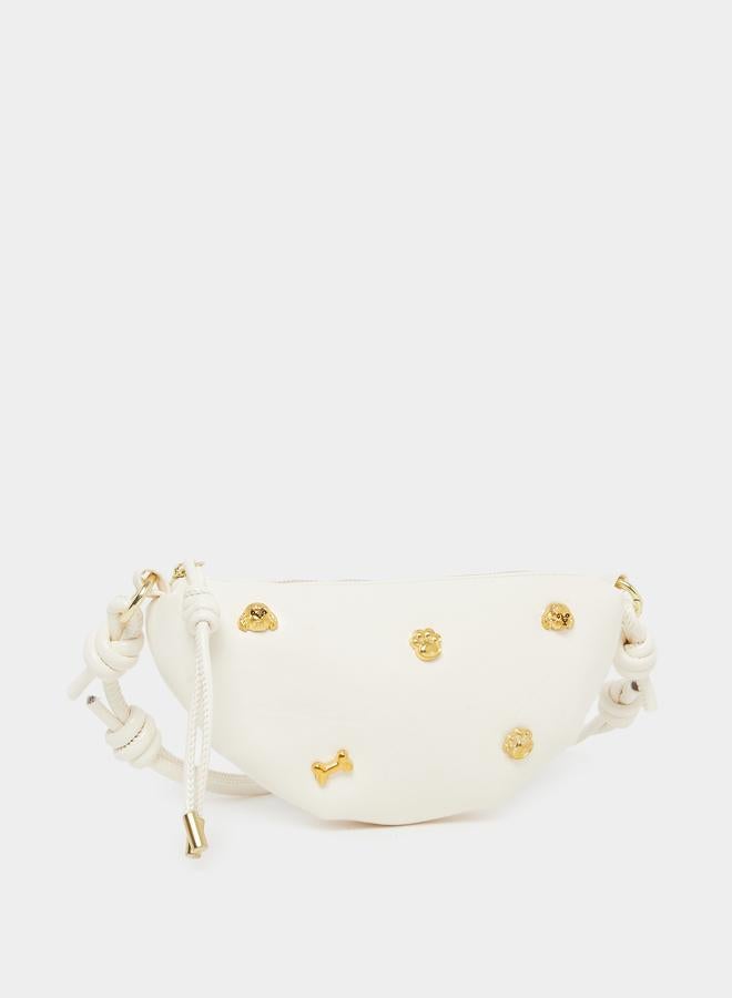 Styli Embellished Metal Shoulder Bag with Zip Closure - Image 1