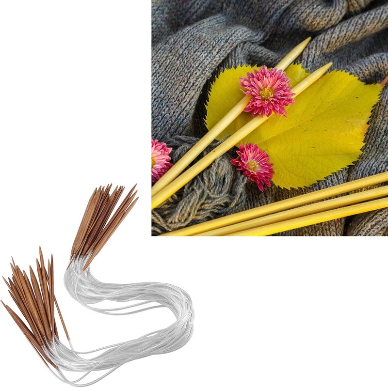 Crochet Hook Set 18 Pcs Bamboo Circular Knitting Needles 12 Sizes Crochet Kit for Household Weaving - Ergonomic Design, Lightweight Smooth Finish, Ideal for Beginners and Craft - Image 2