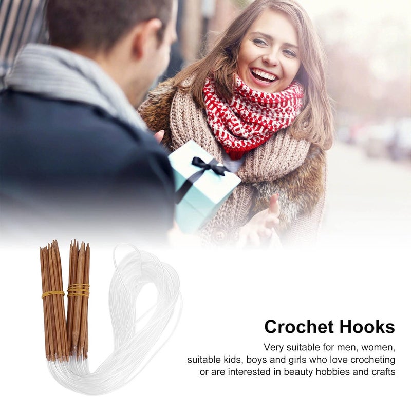 Crochet Hook Set 18 Pcs Bamboo Circular Knitting Needles 12 Sizes Crochet Kit for Household Weaving - Ergonomic Design, Lightweight Smooth Finish, Ideal for Beginners and Craft - Image 3