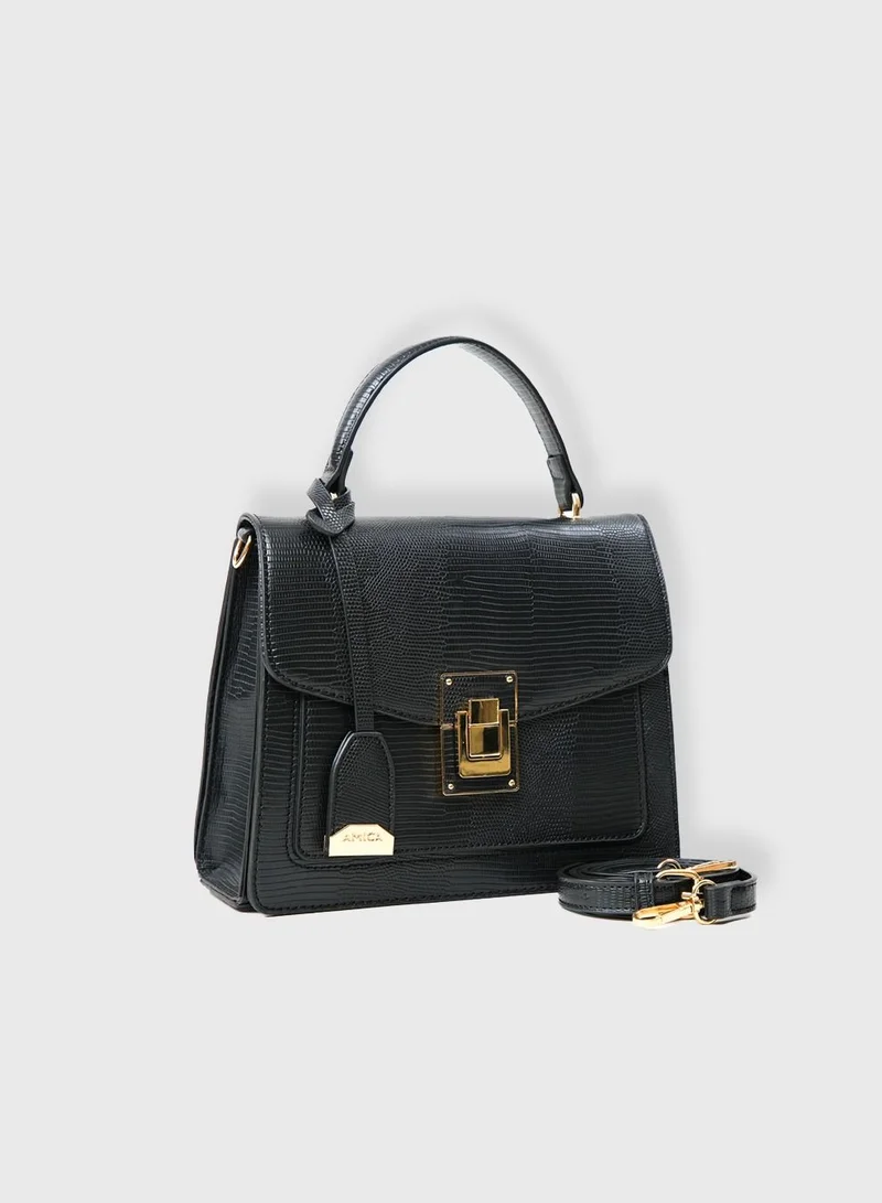 AMICA Emma Top Handle Mini Handbag -Black