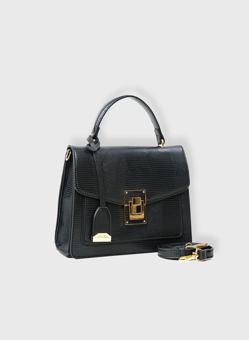 AMICA Emma Top Handle Mini Handbag -Black - Image 2