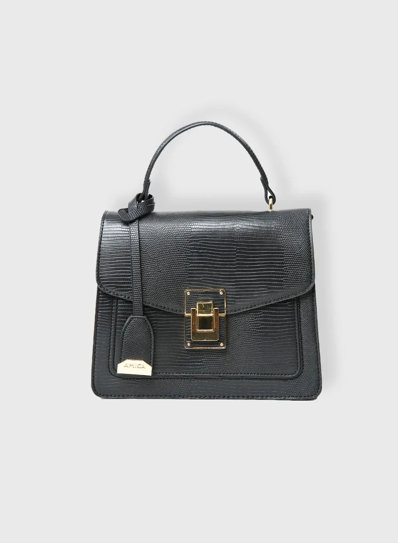 AMICA Emma Top Handle Mini Handbag -Black