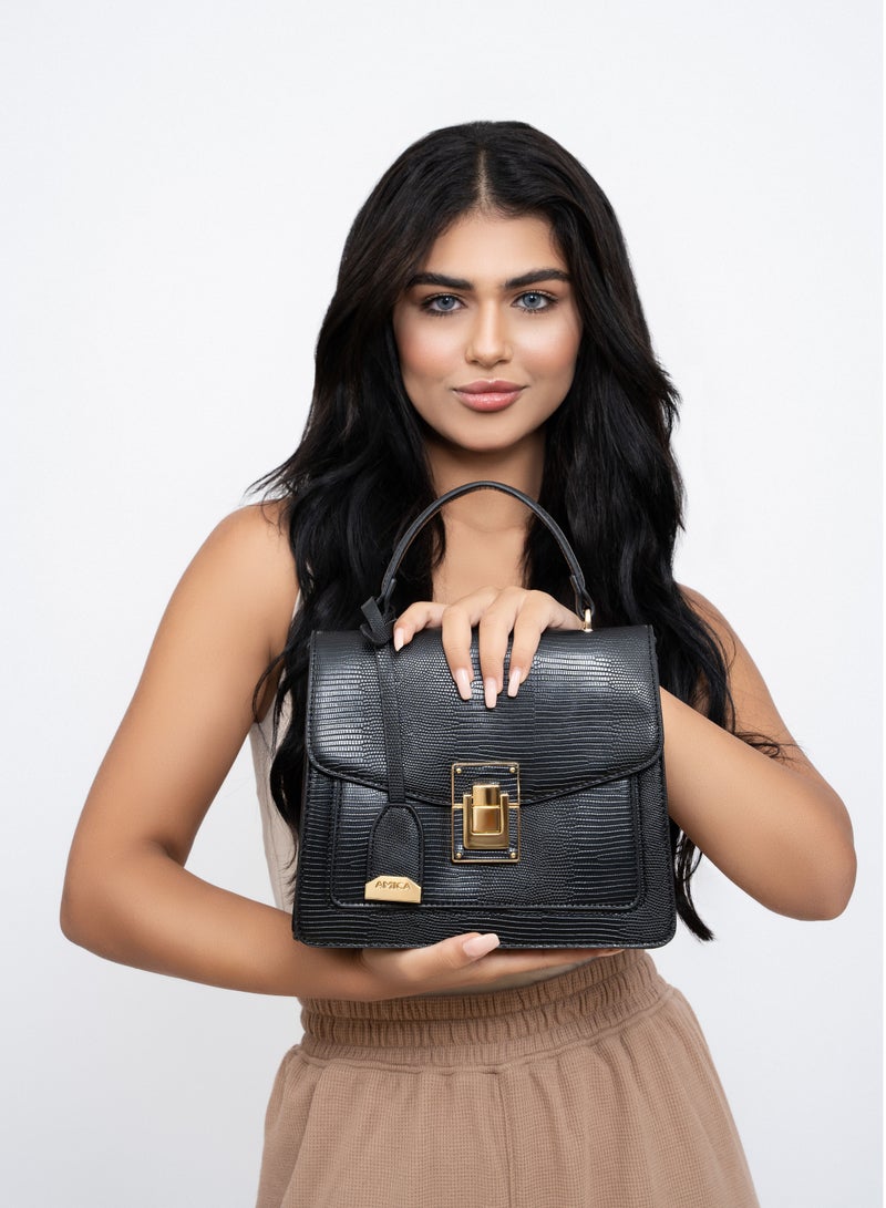 AMICA Emma Top Handle Mini Handbag -Black - Image 5