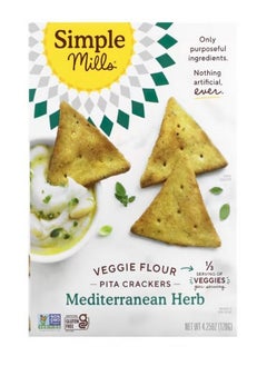 Simple Mills Veggie Flour Pita Crackers Mediterranean Herb 4.25 oz 120 g  - Image 1